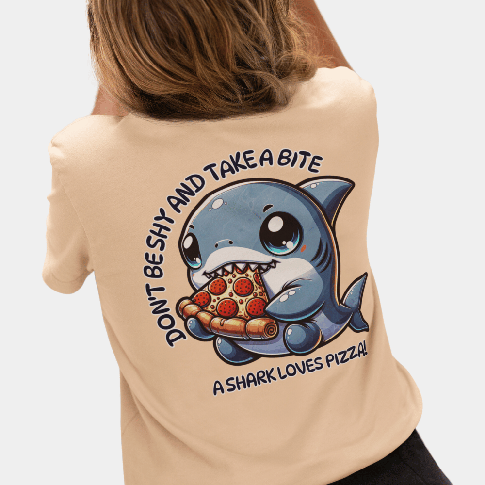 Shark bites Pizza Oversize T-Shirt BACKPRINT