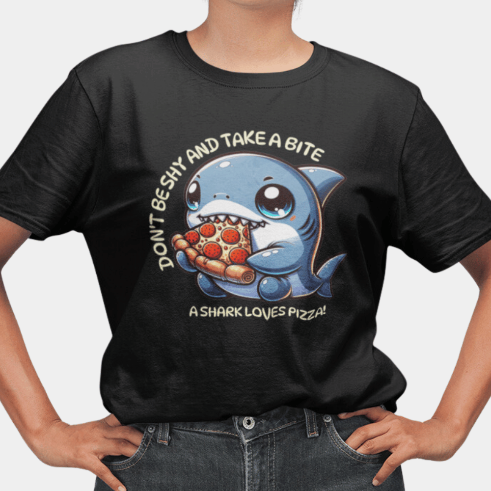 Shark bites Pizza Oversize T-Shirt