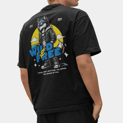 Wolf Wild & Free Oversize T-Shirt BACKPRINT